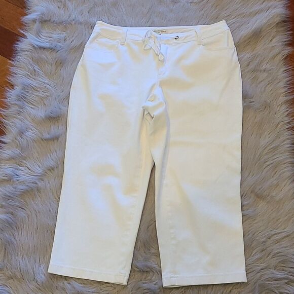Coldwater creek‎ natural fit womens white capris with tie waist size 10 - Picture 1 of 5